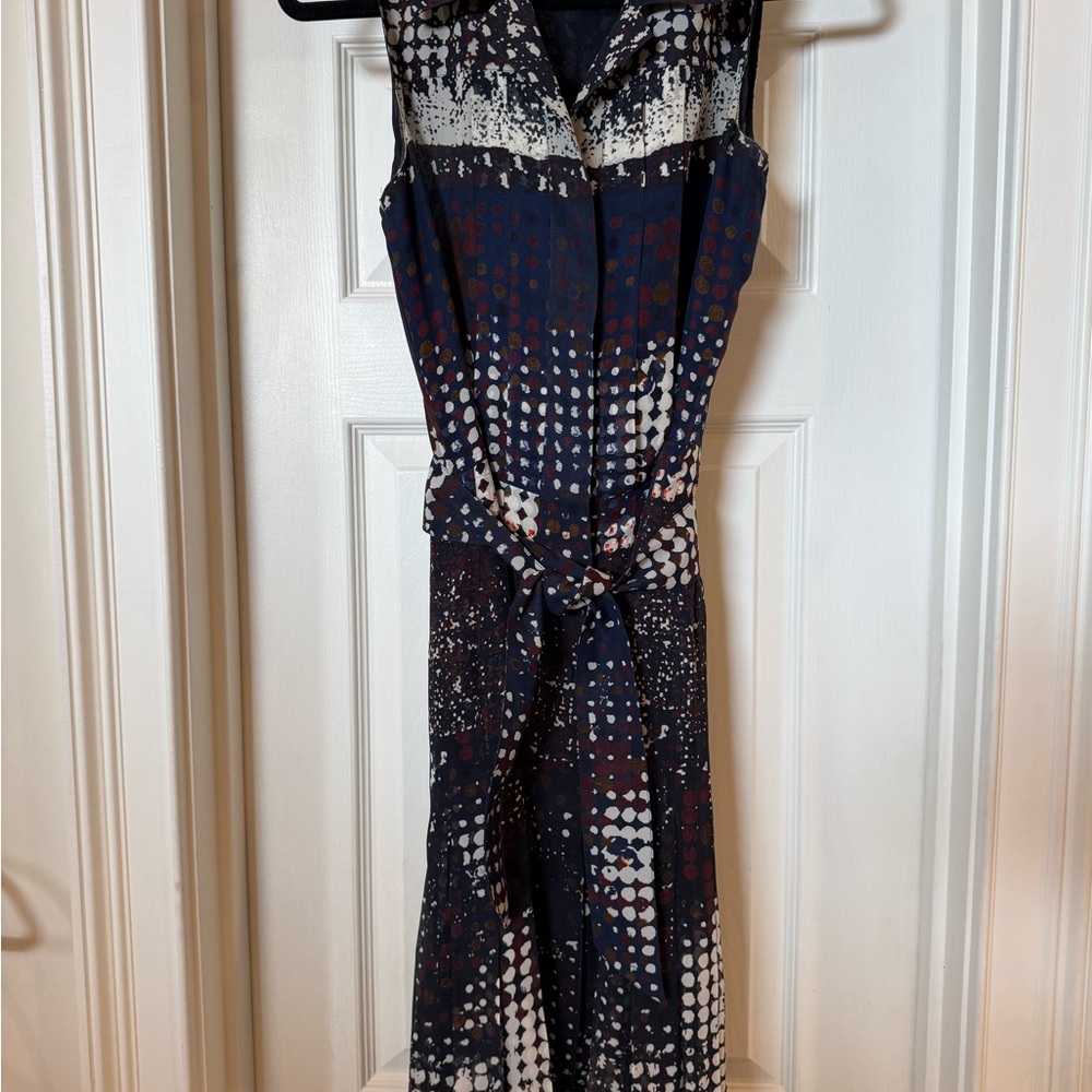 Oscar de la Renta Navy and White silk Dress size 8